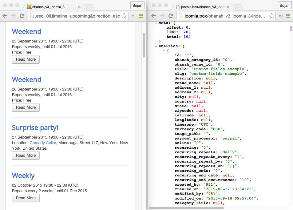 Same views outputing different formats.