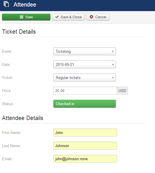 Manual creation of attendee